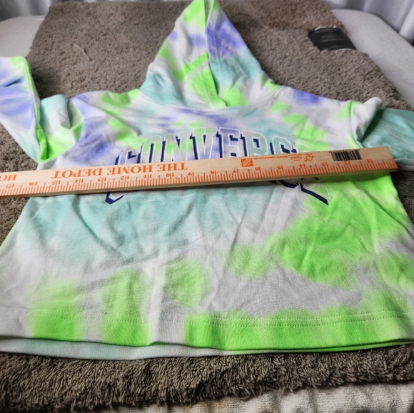 Converse S Green Girl's All Over Print Tie-Dye Boxy Hoodie (Big Kids) Size S - Picture 5 of 8